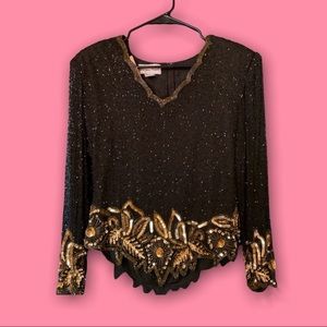 Sequin Evening Top by Laurence Kazar
